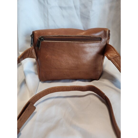 Vintage Distressed Tan Leather Fanny Pack Waist Belt Bag Adjustable Cambodia - Picture 2 of 16
